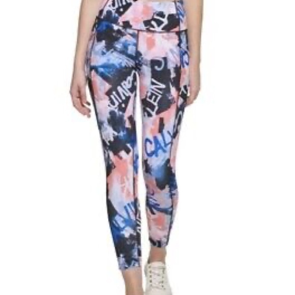 CALVIN KLEIN WOMEN'S PRINTED HIGH RISE 7/8 LEGGINGS sports BLUE SIZE XX-LARGE - Picture 10 of 11